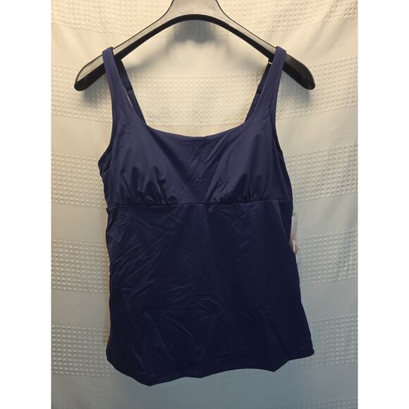 Lands' End Other - Lands End Tankini Swim Top Women’s Size 12 Ruched Adjustable Underwire Bra Navy